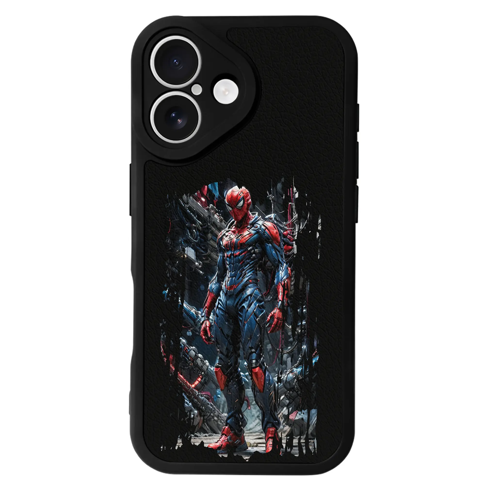 アベンジャーズ (Avenjāzu) グッズ スパイダーマン（Spider-Man） - IPhone 16シリーズ対応 ・ シリコンスマホケース ・ レザー調 ・ 高精度フィット ・ 耐衝撃 ・ ワイヤレス充電対応 ・ 精密カット